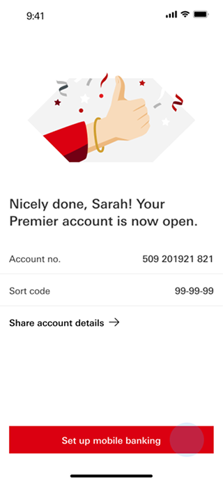 HSBC onboarding — Account success