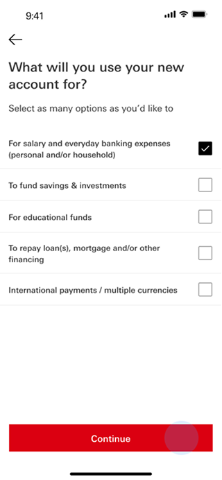 HSBC onboarding — Account usage
