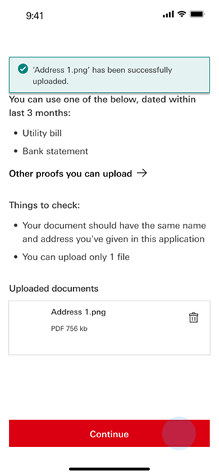 HSBC onboarding — Doc uploaded