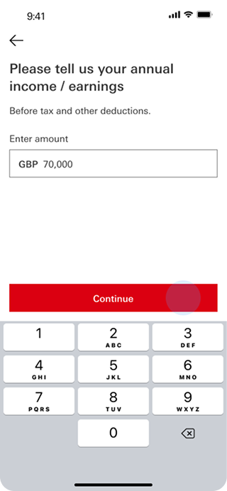 HSBC onboarding — Monthly income