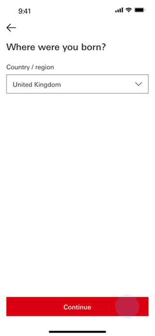 HSBC onboarding — Place of birth